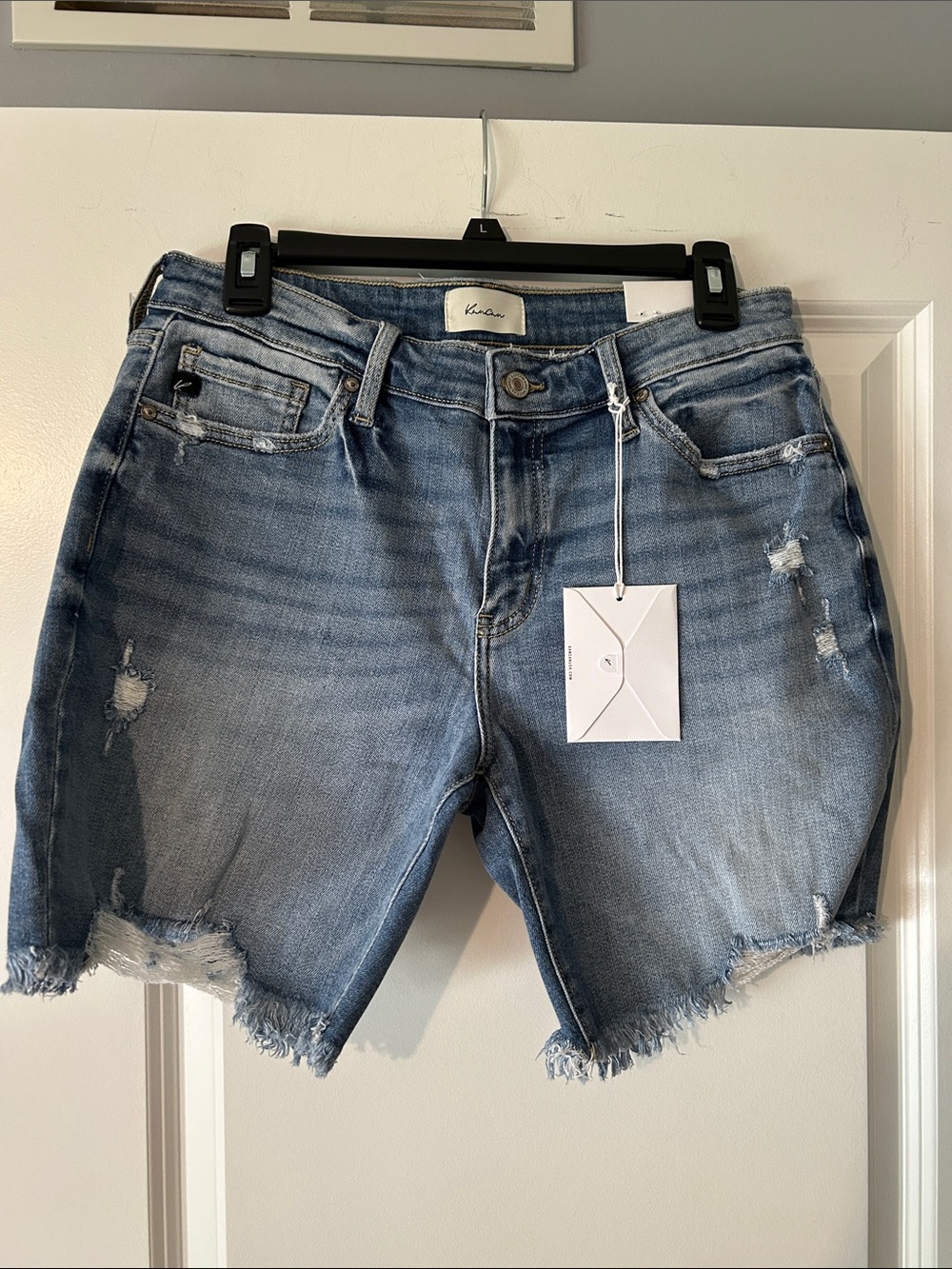 KanCan Light Blue Distressed Denim Jean Shorts